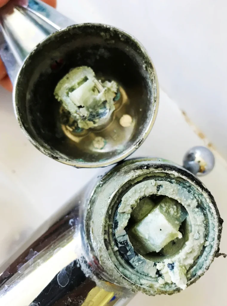 White scaled taps